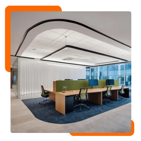 Modular wall systems installed in a clean commercial space in Aurora, IL
