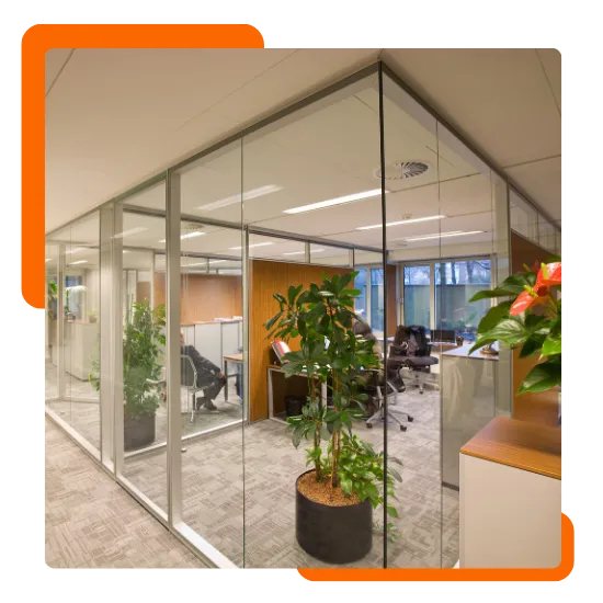 Modular office walls creating flexible work areas in Aurora, IL