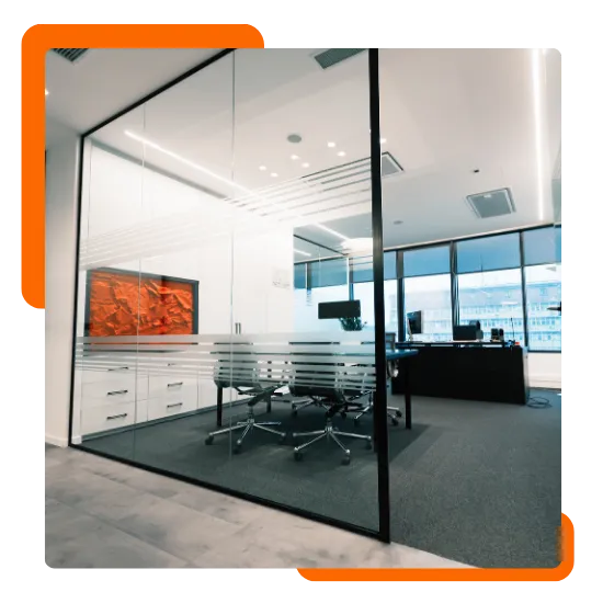 Demountable walls dividing workspace areas for better flow in Naperville, IL