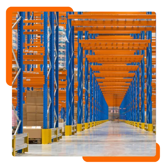 Commercial storage rack layout designed for better flow and open access