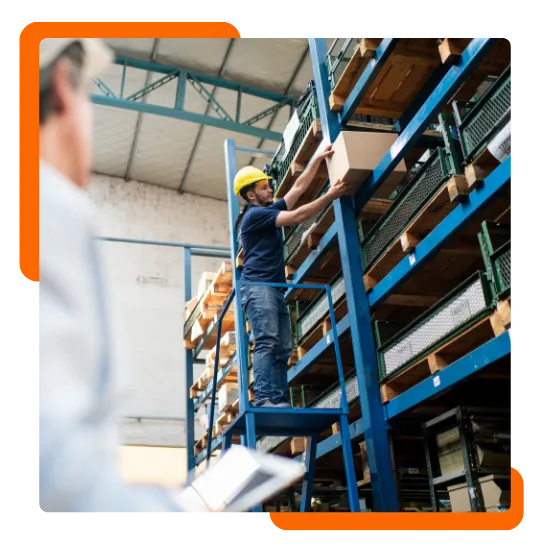 Cantilever racks holding long materials in an organized storage area