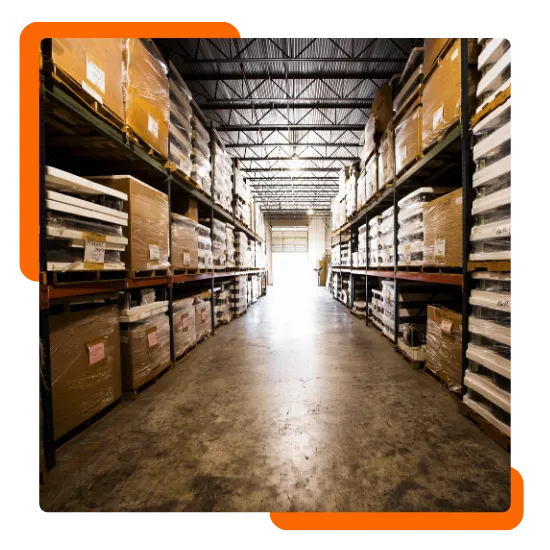 Teardrop pallet rack system set up for safer product access