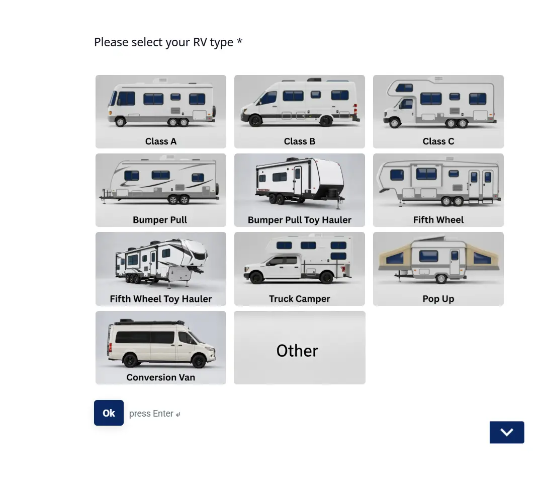 Please select your RV type - Nationwide RV