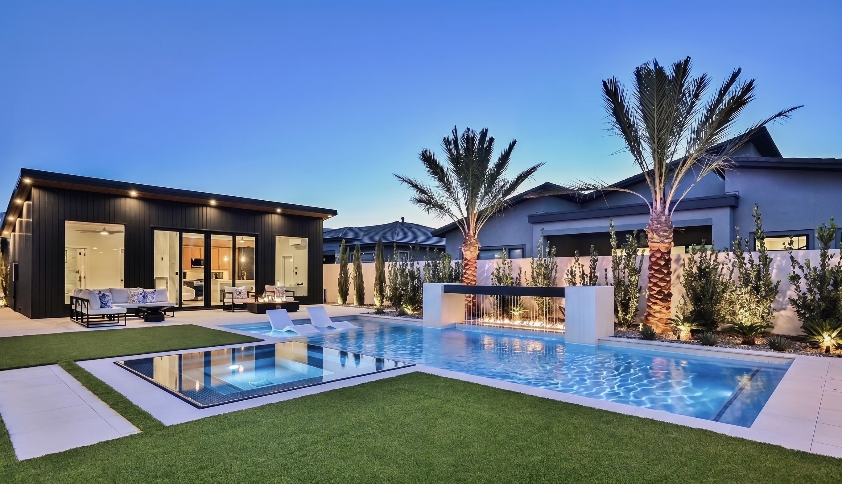 Arcadia custom casita with custom pool and water feature