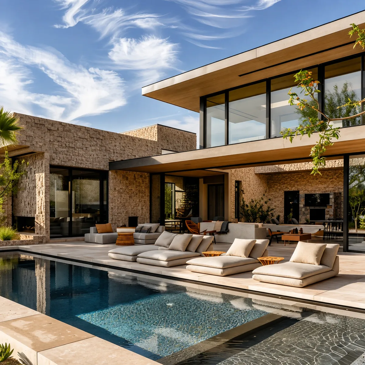 Resort style outdoor living space built in paradise valley