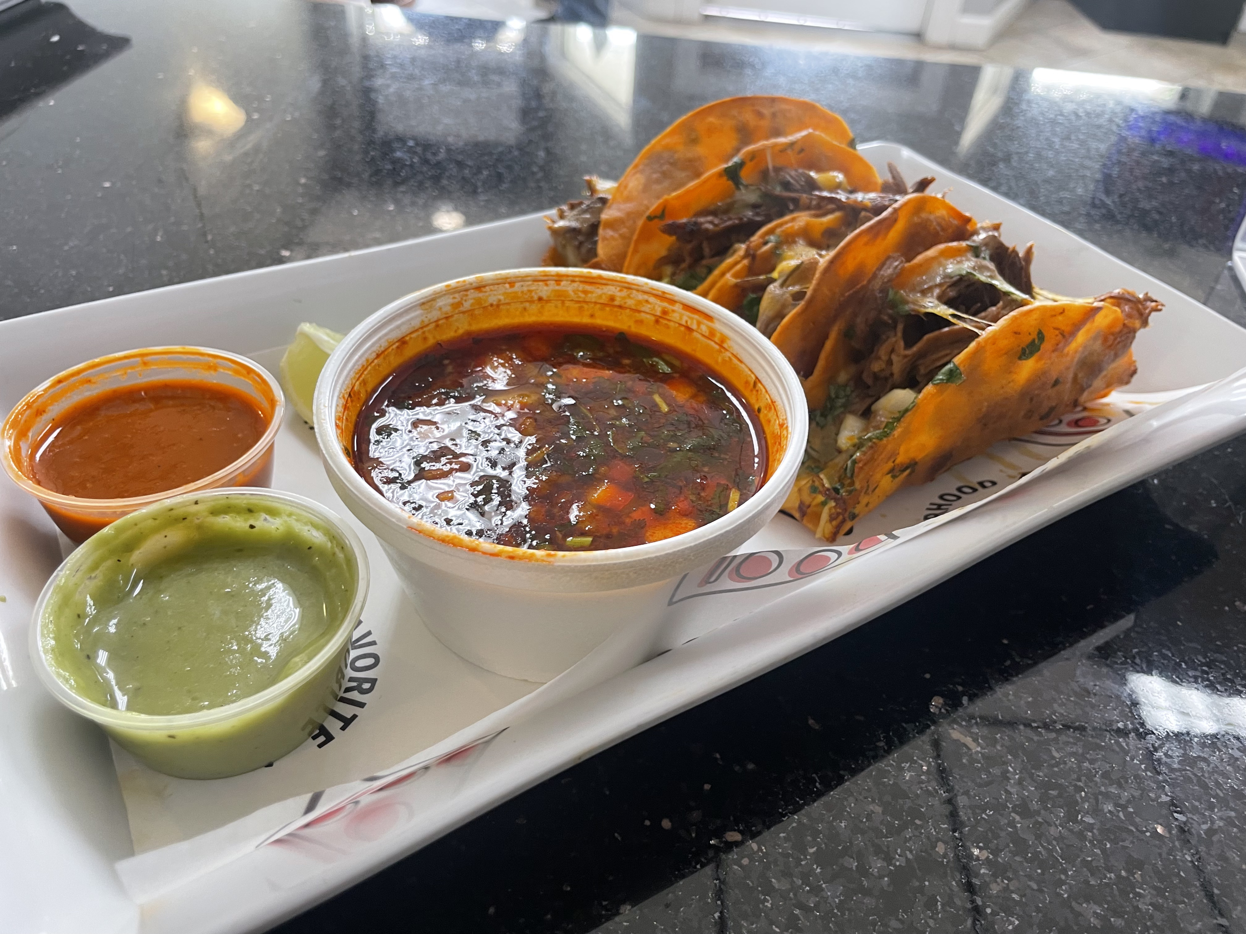 Quesabirria tacos and Mexican food at Bert's Pizzeria West Hartford CT