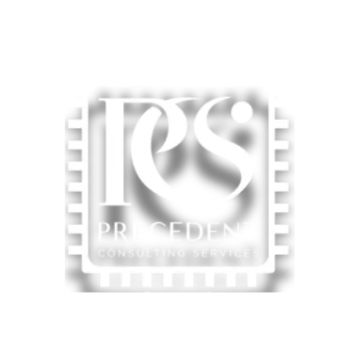 Precedent Consulting Services logo, showcasing a modern and sleek design with interconnected lines resembling a microchip, symbolizing the innovative AI-driven solutions provided by the company.