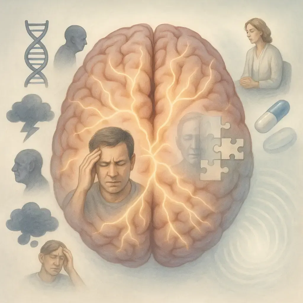 Brain scan image highlighting areas affected by cognitive disorders and memory issues