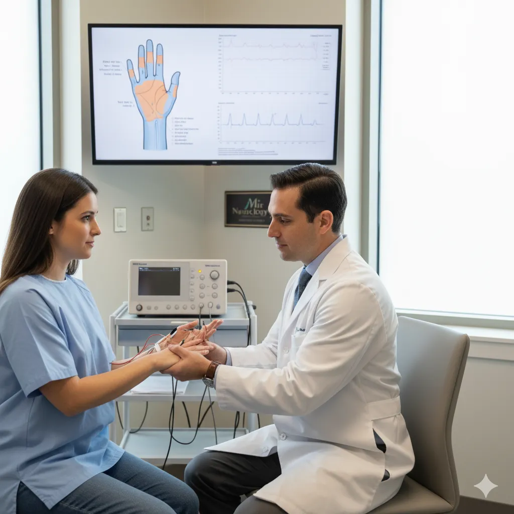 Patient wearing wrist brace as treatment for carpal tunnel syndrome in Hagerstown MD