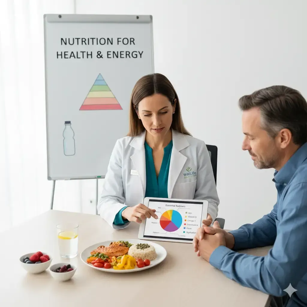 Neurologist in Hagerstown MD discussing nutrition strategies for managing Parkinson’s disease with patient