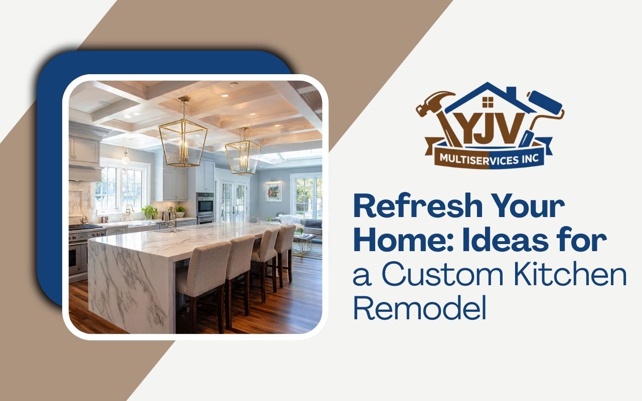 custom kitchen remodel with an open layout and island designed by YJV Multiservices Inc