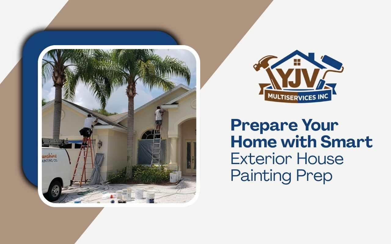 Exterior house painting prep on a Florida home before painting