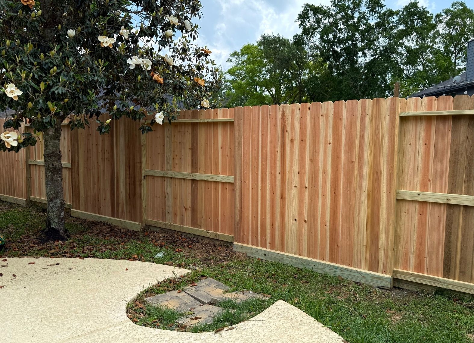 Cypress Wood Fence Installation