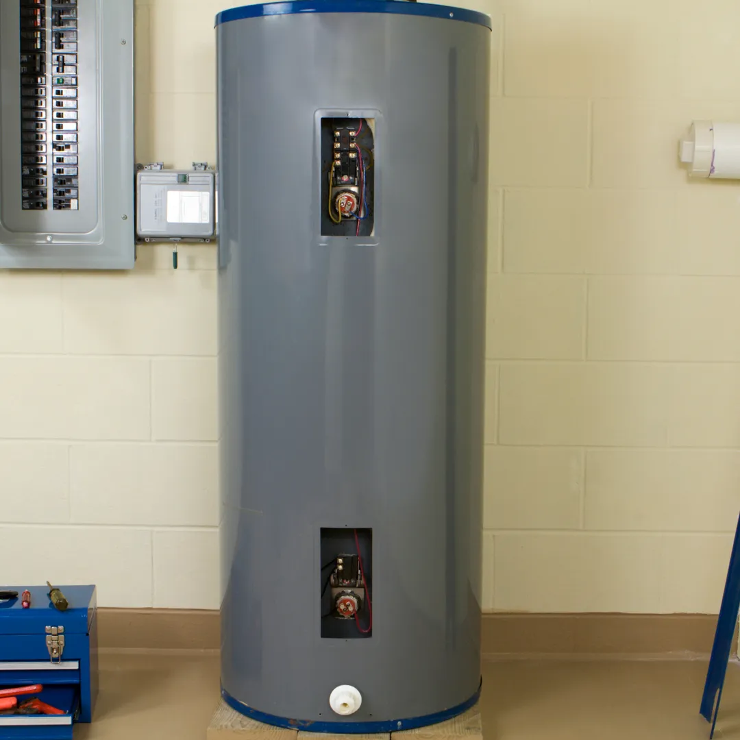 A hot water tank being installed in a home to provide a reliable supply of hot water for daily needs.