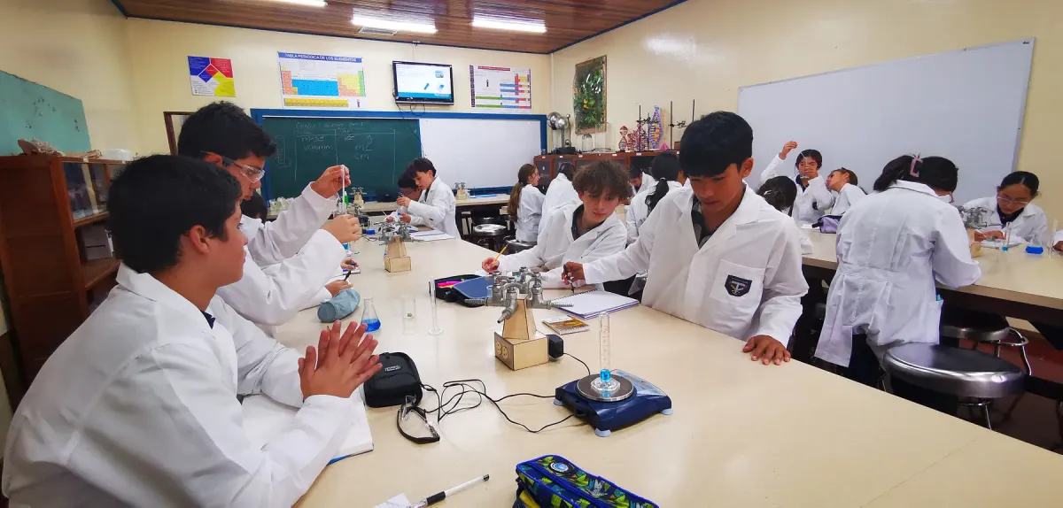 Estudiantes realizando investigación en Saint Francis College