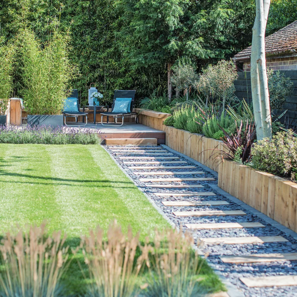 Professional landscaping service creating modern outdoor space in Bournemouth