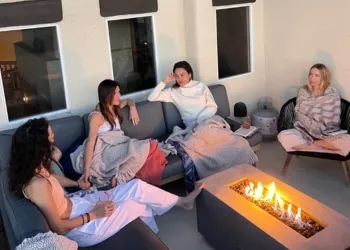 Upstairs terrace firepit