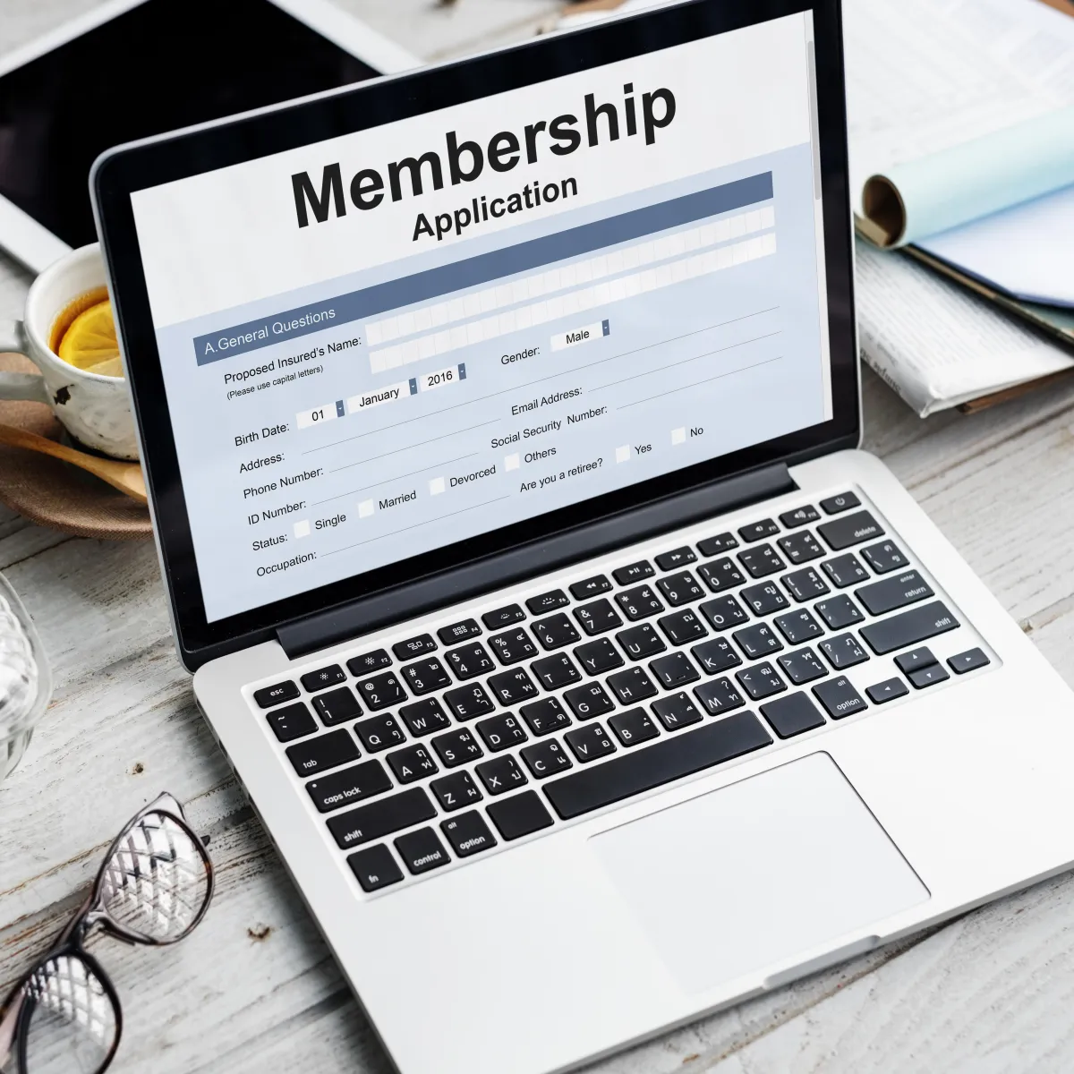 Laptop showing membership in laptop