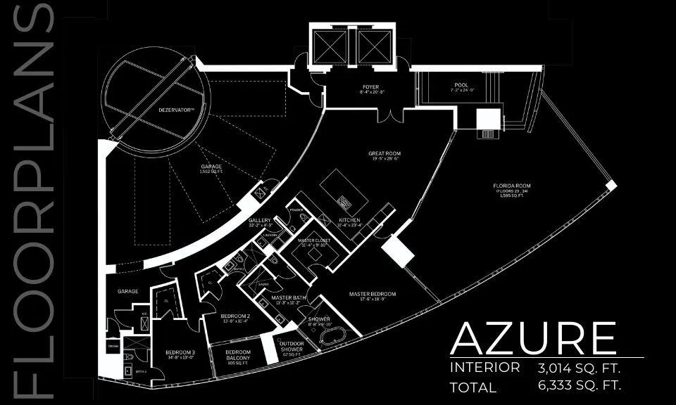 Bentley Residences Interior Floor Plans - Azure