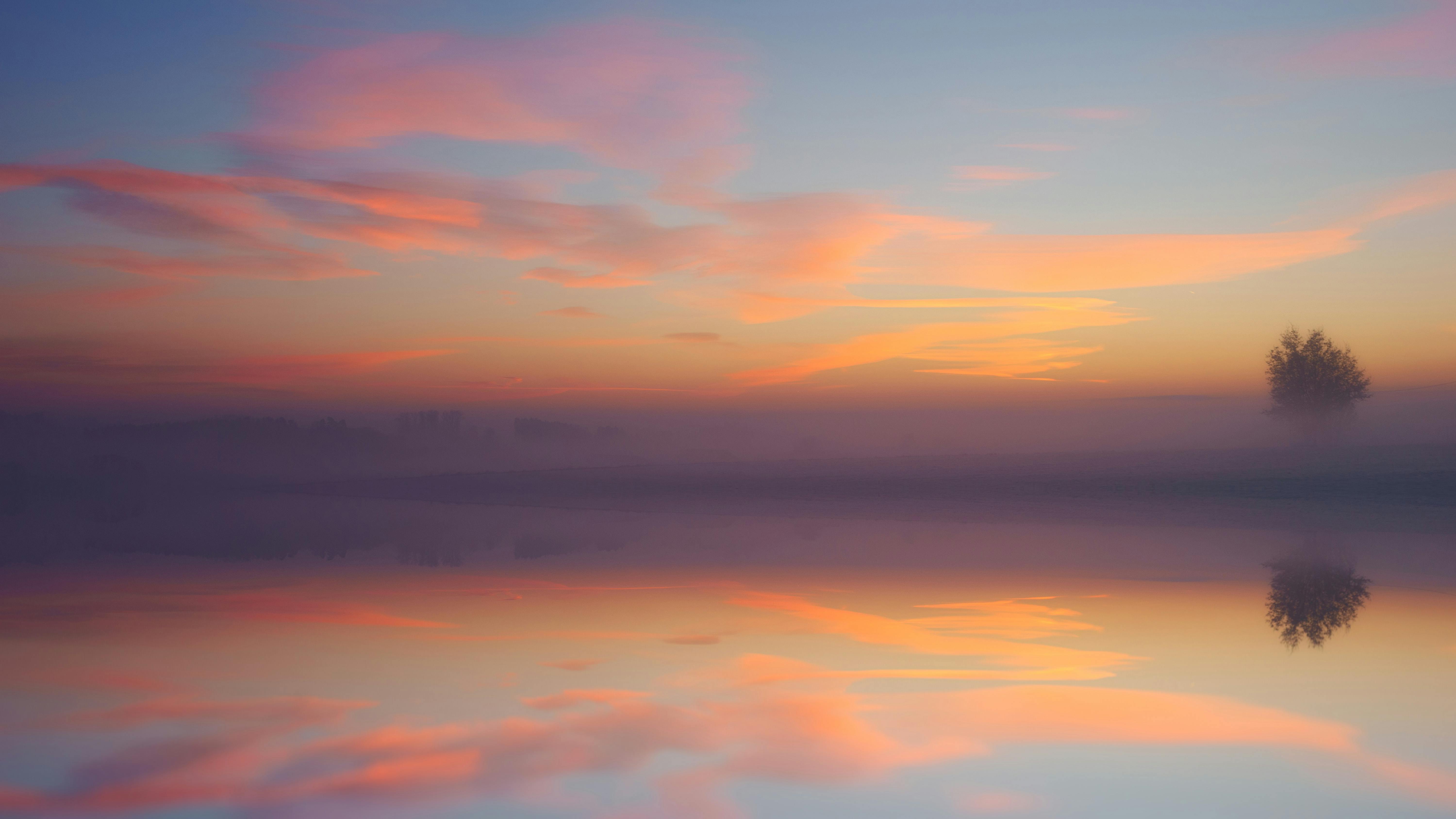 sunset reflected on water 