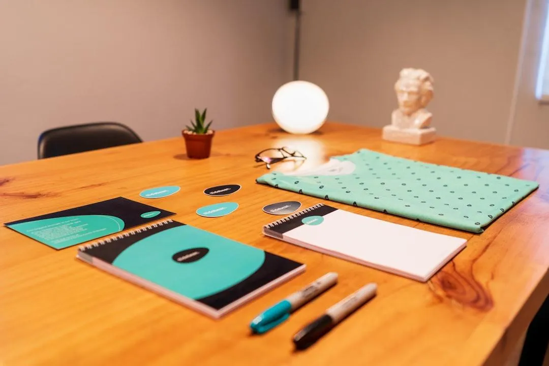 printed sticky notes glued on board