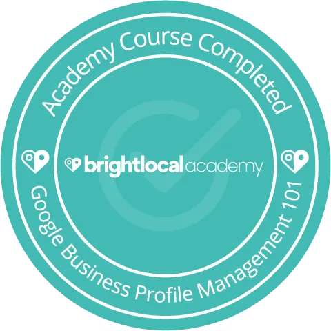 Jules White is Certified in the Brightlocal Academy's  Google Business Profile Management course