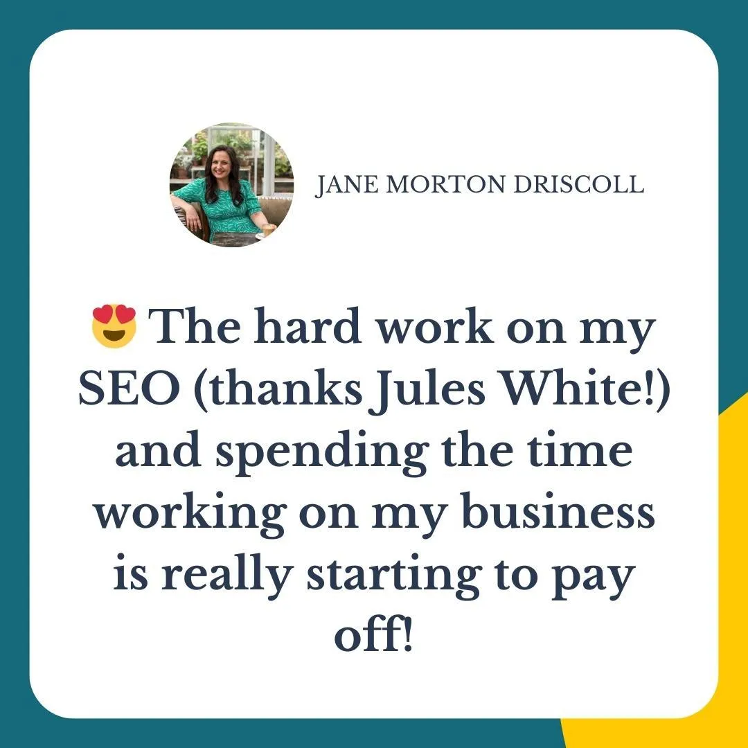 The hard work on my SEO (thanks Jules White!) and spending the time working on my business is really starting to pay off!