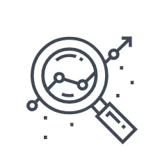 Magnifying glass over a growth chart (lead capture)