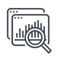 innovative media solutions in grand forks does not outource any seo or website design work and this picture is showing a magnifying glass looking at a chart that was made by outsourced labor