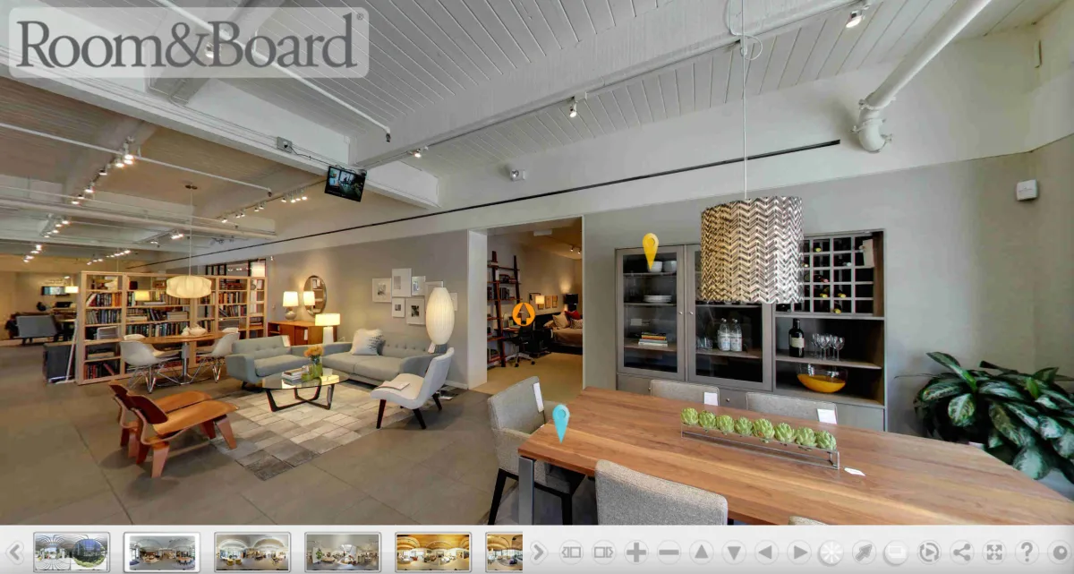 Showspaces Interactive virtual tour for Room and Board retail furniture showroom