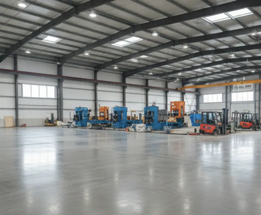 Commercial concrete slab installation on construction site