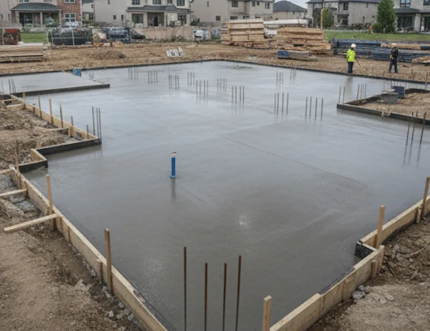 Concrete footing and foundation work for house construction