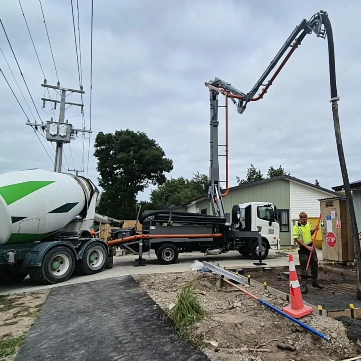 Boom concrete pumping truck working on Wairarapa site
