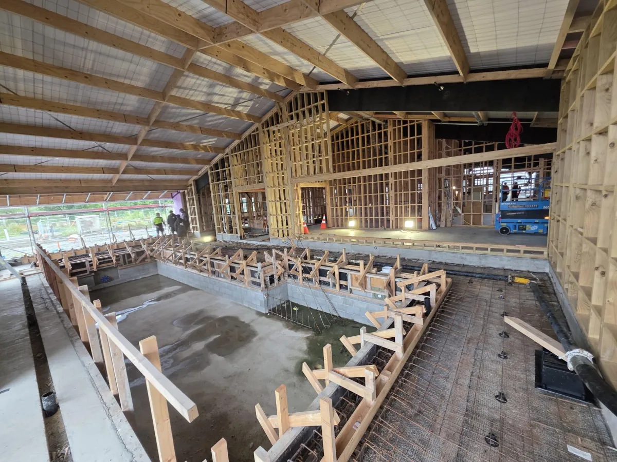 Maveric Pumping red concrete truck in Wairarapa