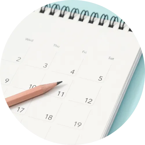 Calendario con lápiz, representando programación de actividades o citas.