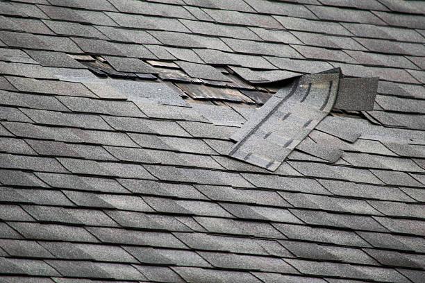 Missing Shingle Roof Damage - Roofing Service Emergency Example