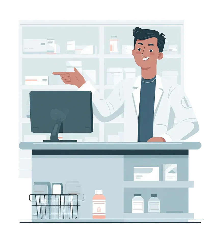 Pharmacist at the TrustMeds counter