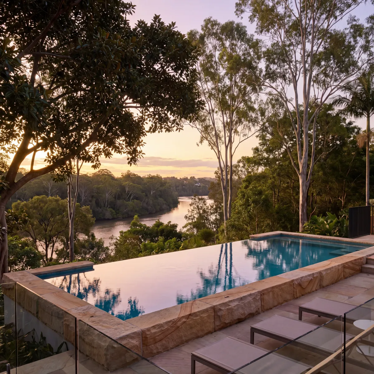 luxury pool landscaping fig tree pocket infinity pool outdoor design