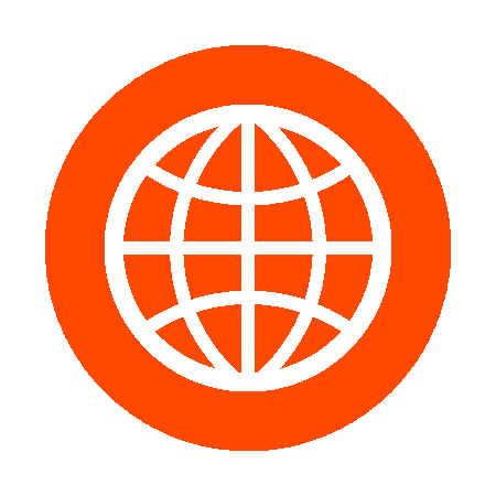 Globe icon, orange red