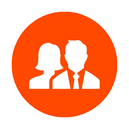 sales team icon, orange red