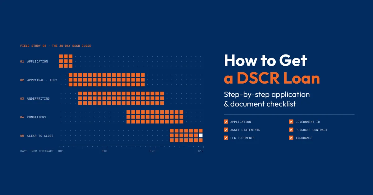How to get a DSCR loan: 30-day timeline from application to closing with document checklist