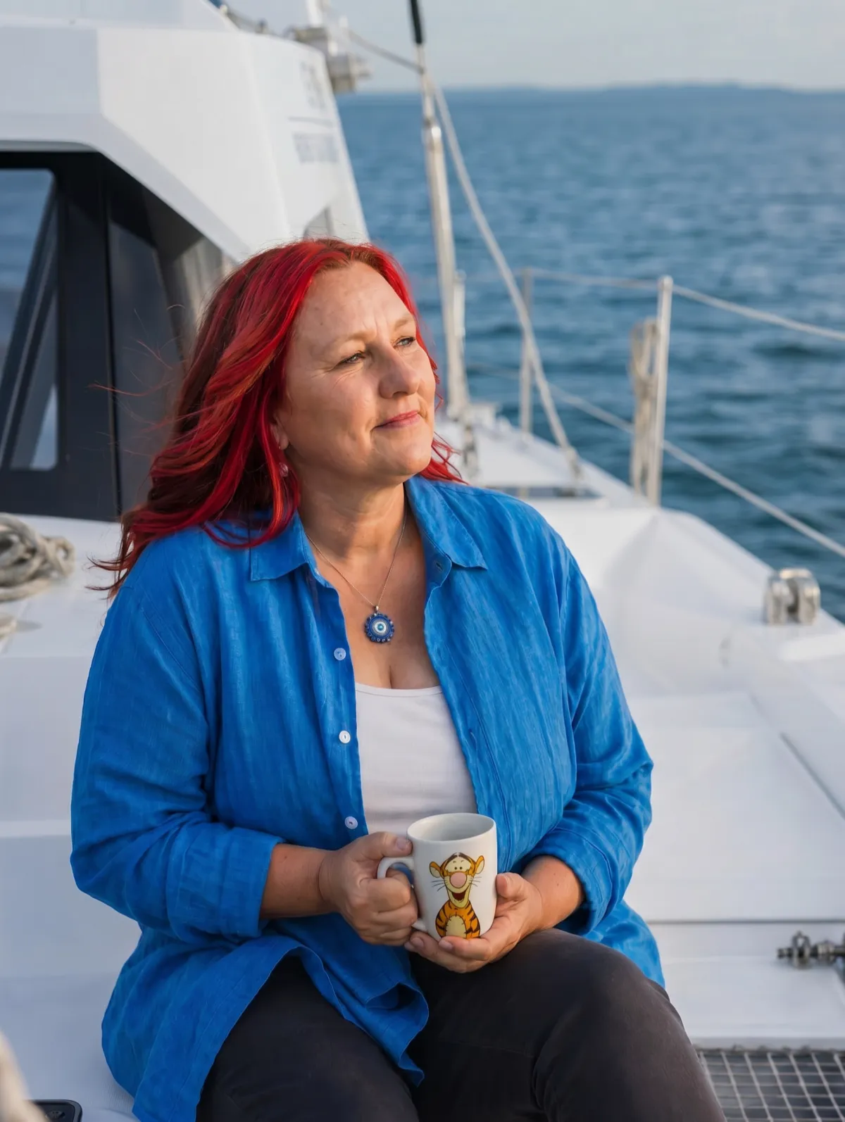 Jackie Campbell - back deck of her boat