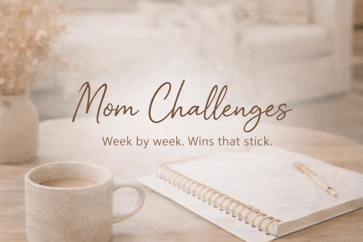 Overwhelmed mom surrounded by kids, notes, and household tasks representing busy motherhood and mental load