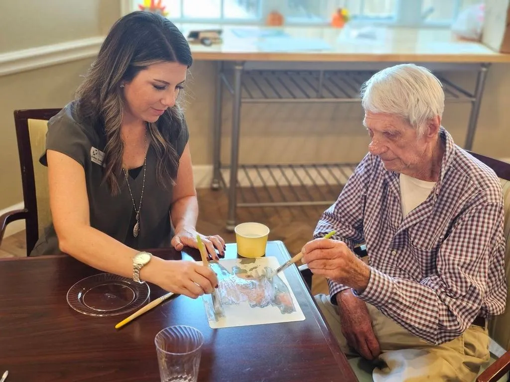 staff working with memory care patient