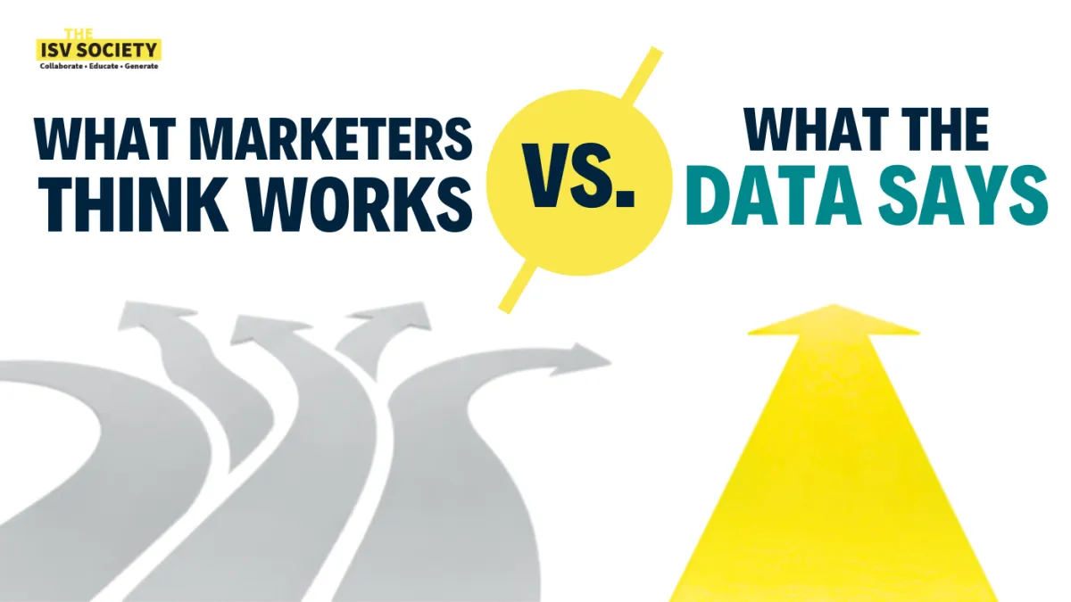 “What Marketers Think Works vs. What the Data Says, with multiple marketing paths converging toward one clear data-driven direction.”