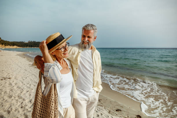Middle aged couple on the beach in San Diego
