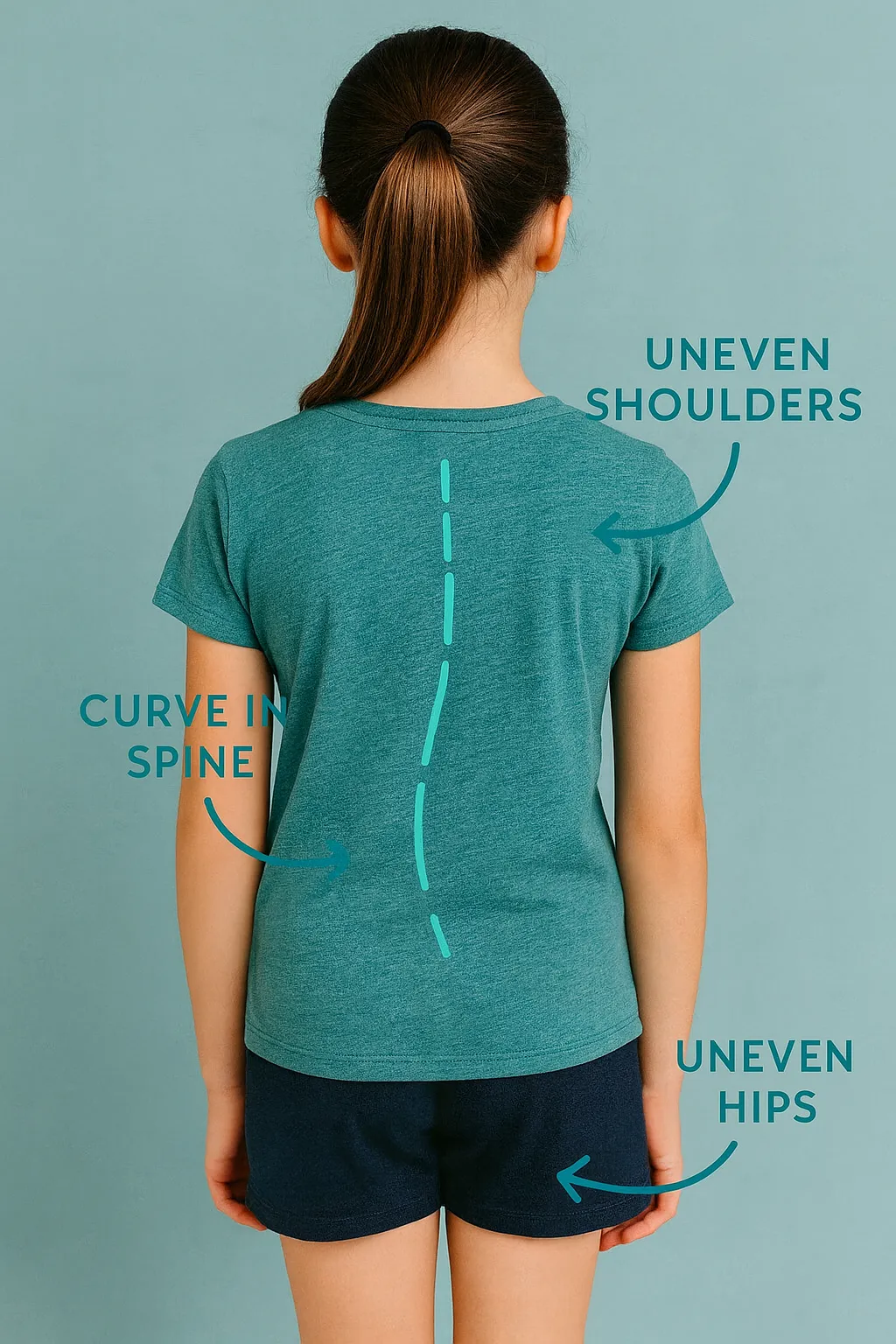 image of child with scoliosis vs a normal back of a child