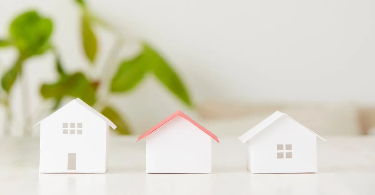 Composite wide image showing three different houses side-by-side