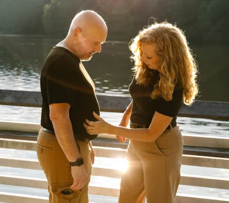 wife fixing husband