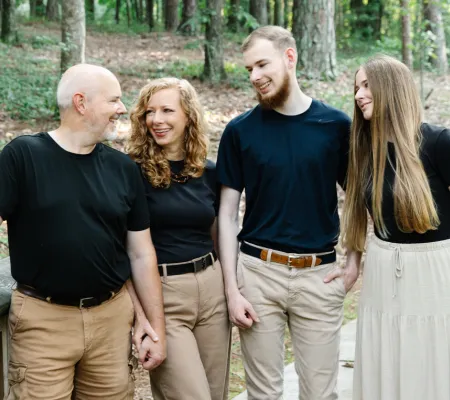family conversation maried couple with adult kids college-age kids teens